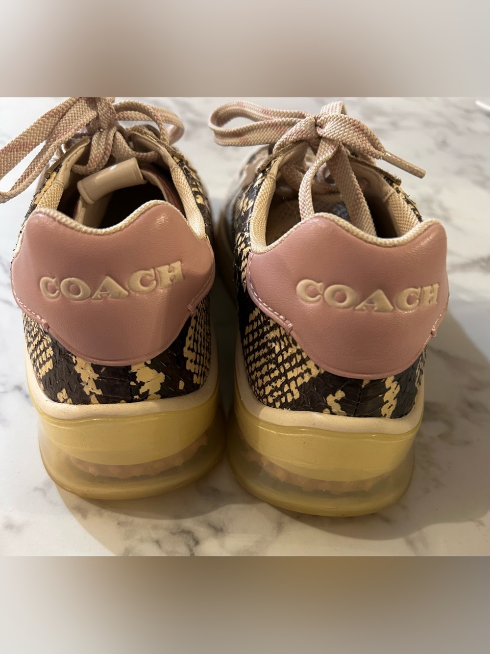 Coach Women's Tan Brown Snake-Print Low Top Sneakers - Picture 5 of 6